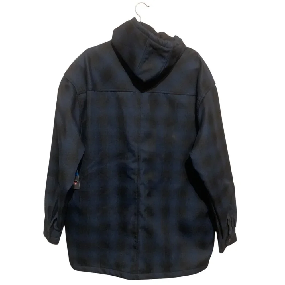 Dickies Mens Jacket 2XL Blue & Black Plaid Hooded Fleece Lining Chore - Picture 5 of 10